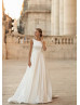 Ivory Satin V Back Minimalist Wedding Dress With Bow